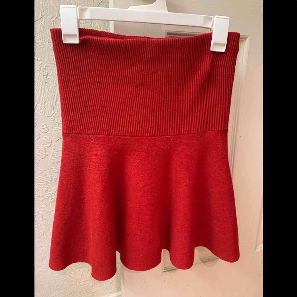 Zara Basic Collection Red Knit Mini Skirt